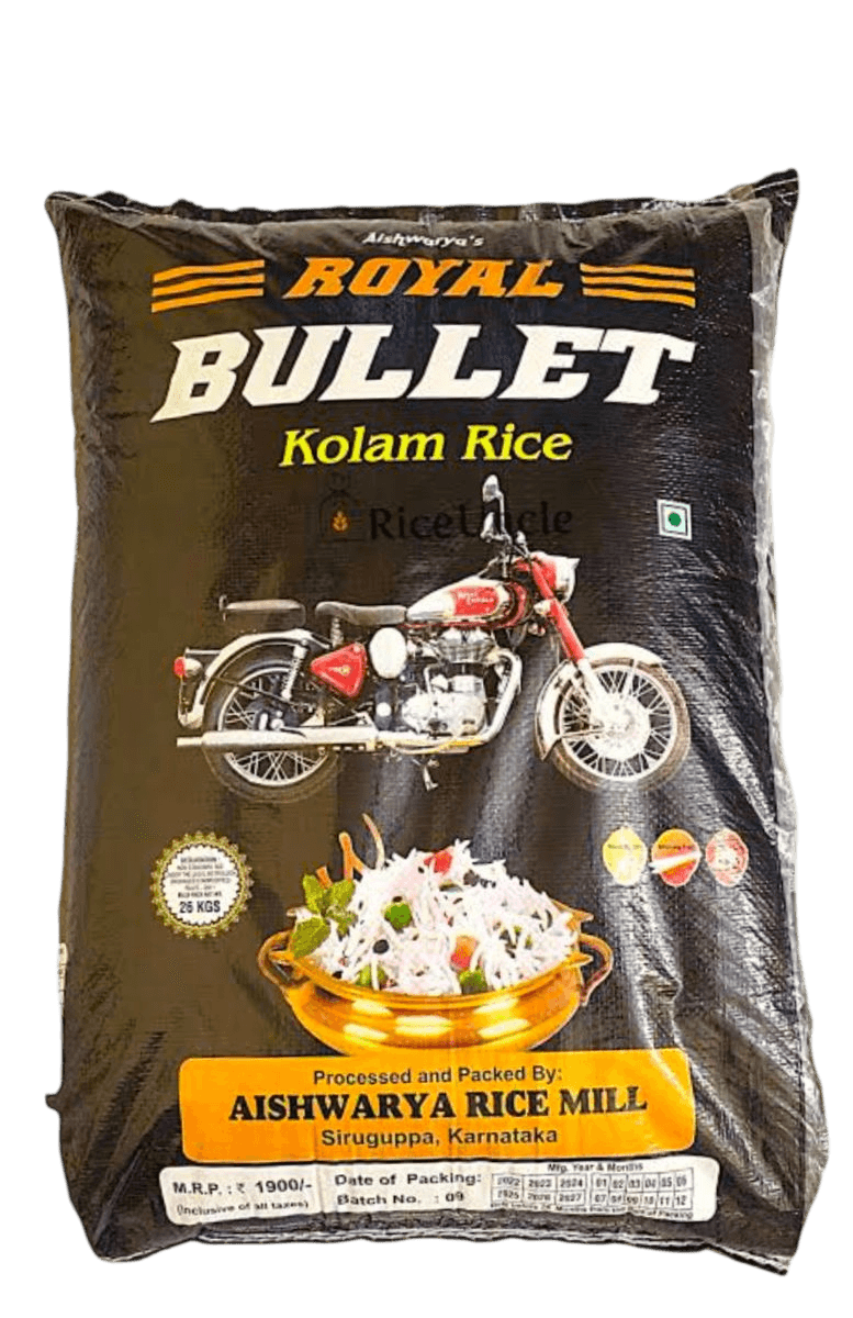 AISHWARYA ROYAL BULLET STEAM RICE 26KG BAG